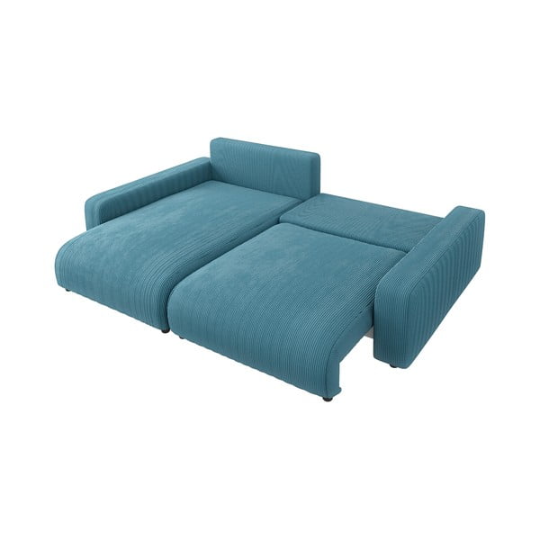 Tirkīzzils velveta salokāms stūra dīvāns Sara – Ropez-image-3