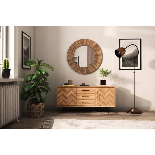 Dabīga toņa zema kumode no ozolkoka 144x65 cm Abies – The Beds-image-4