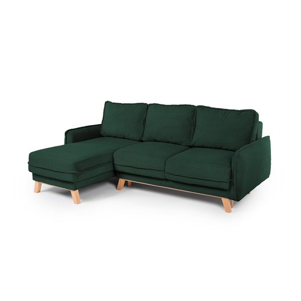 Tumši zaļš velveta salokāms/ar uzglabāšanas vietu stūra dīvāns Tori – Bonami Selection-image-1