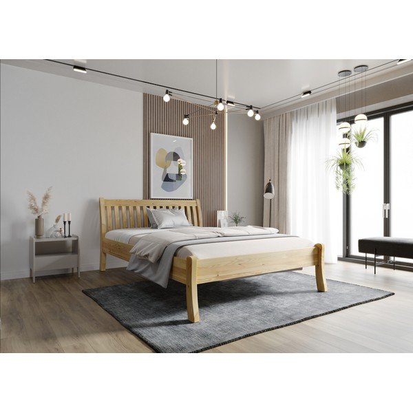 Dabīga toņa priedes masīvkoka divvietīga gulta 140x200 cm Tonja – Olivia Living-image-4