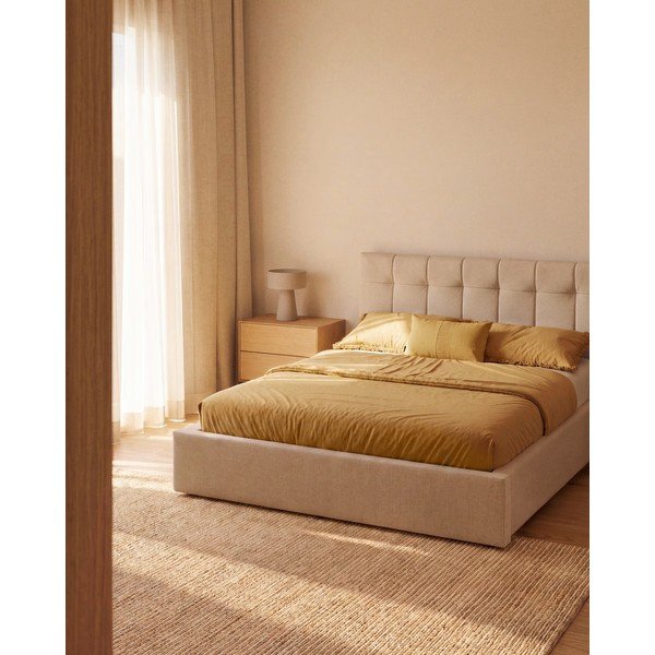 Pelēkbēša galda lampa ar auduma abažūru (augstums 35 cm) Algaida – Kave Home-image-2