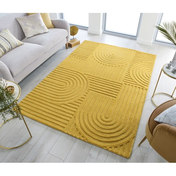 Dzeltens vilnas paklājs Flair Rugs Zen Garden, 160 x 230 cm-image-1
