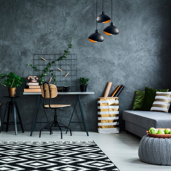 Melna piekaramā lampa ar metāla abažūru ø 50 cm Sivani – Opviq lights-image-1