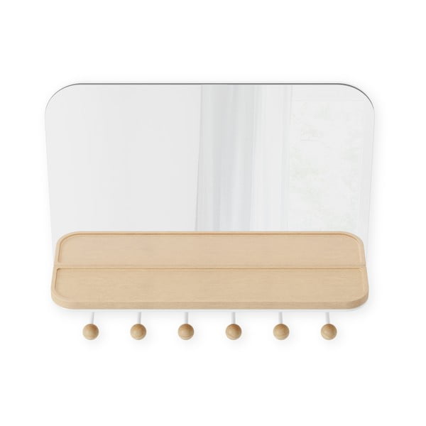 Balts/dabīga toņa sienas pakaramais ar plauktu no dižskābarža Estique – Umbra-image-4