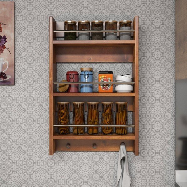 Sienas koka virtuves plaukts Selo Walnut-image-3