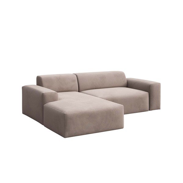 Bēšs velveta izvelkamais stūra dīvāns (kreisais stūris) Fluvio – MESONICA-image-2