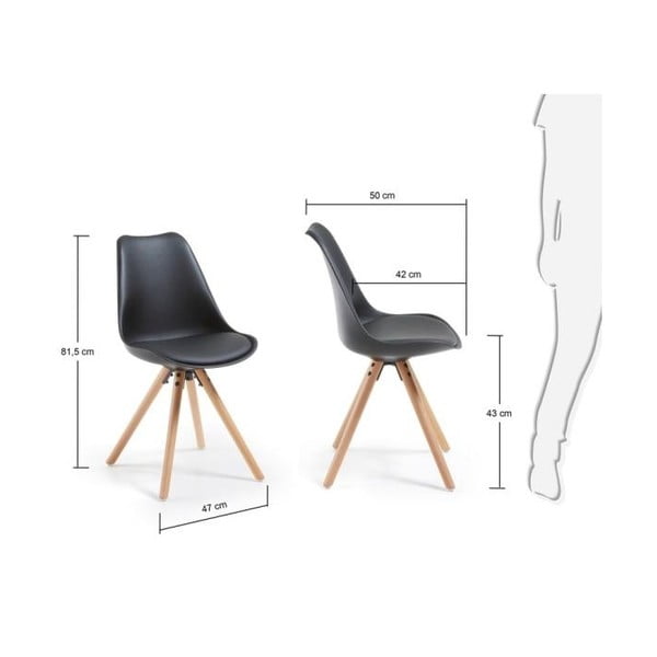 Melns krēsls ar koka pamatni La Forma Lars-image-4