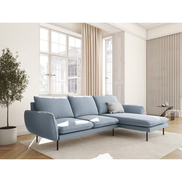 Gaiši zils samta stūra dīvāns (labais stūris) Vienna – Cosmopolitan Design-image-1