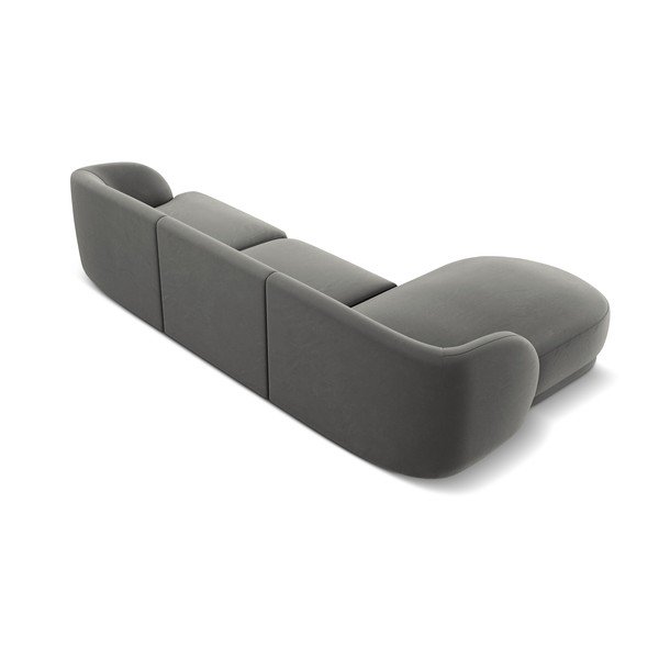 Pelēks samta stūra dīvāns (kreisais stūris) Miley – Micadoni Home-image-3