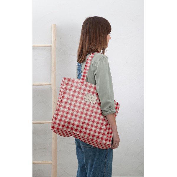 Lina soma Really Nice Things Linen Bag Red Vichy-image-1