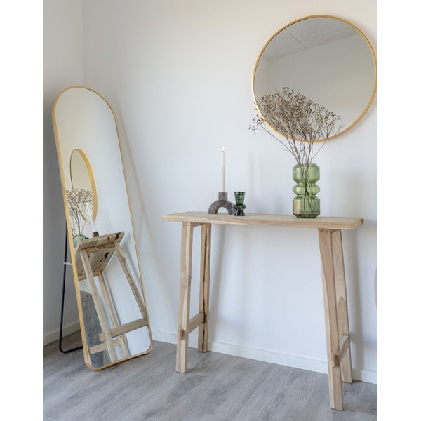 Dabīga toņa tīkkoka masīvkoka konsoles galds 30x90 cm Girona – House Nordic-image-1