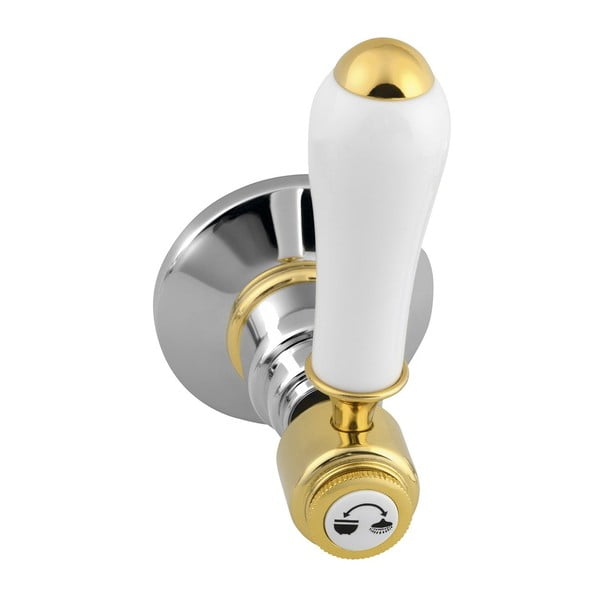 Spīdīgas sudraba krāsas/zelta krāsas iebūvēts jaucējkrāns dušai (ar 2 izvadiem) Antea – Sapho-image-1