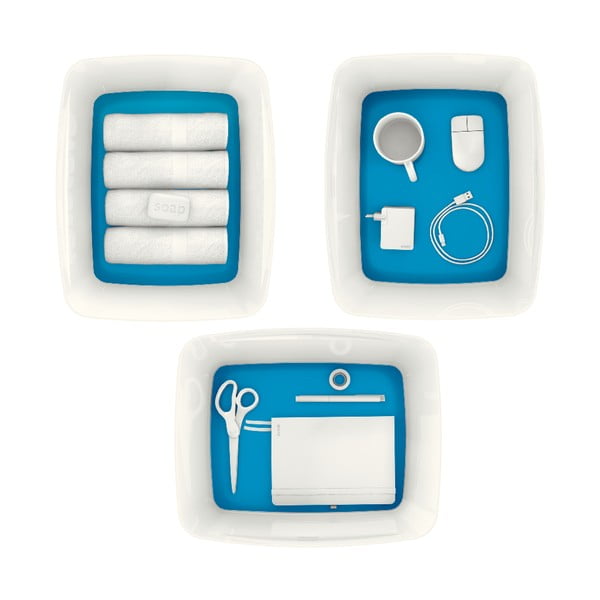 Balta/zila plastmasas uzglabāšanas kaste ar vāku 32x38.5x20 cm MyBox – Leitz-image-2