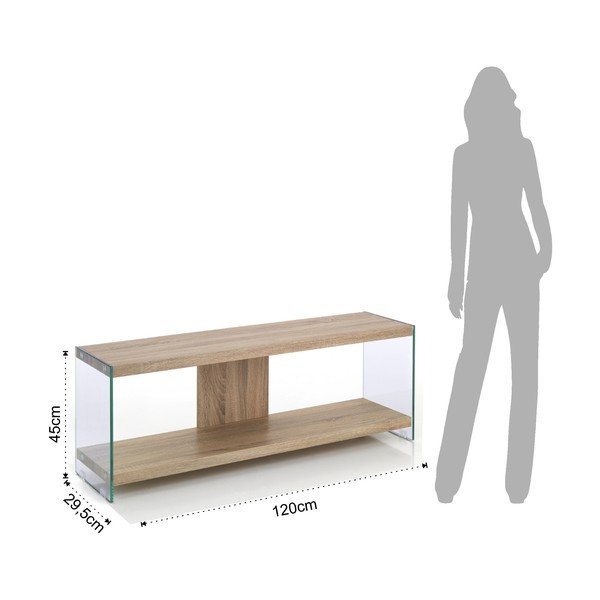 Dabīga toņa stikla TV galdiņš 120x45x29,5 cm Nancy – Tomasucci-image-4