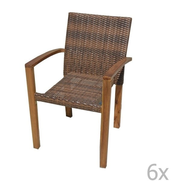 6 stackable dārza krēslu komplekts ar akācijas koka konstrukciju ADDU Topeka