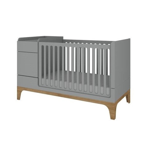Pelēka daudzfunkcionāla bērnu gulta Bellamy UP, 70 x 120 cm-image-1