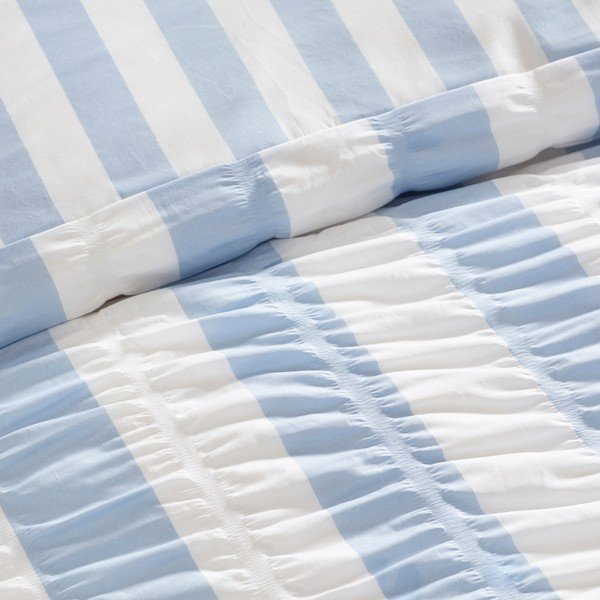 Zila divguļamā gultas veļa 200x200 cm Seersucker Frill Stripe – Catherine Lansfield-image-3