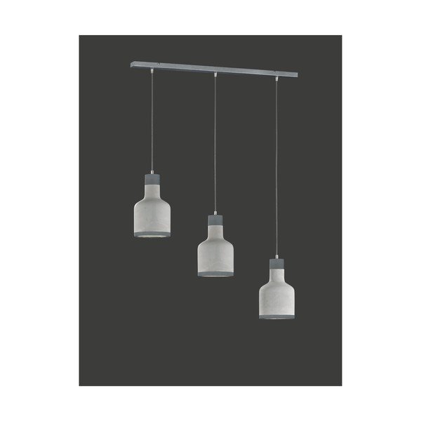 Pelēks piekaramais gaismeklis 3 spuldzēm Trio Rodney, augstums 1,5 m-image-1
