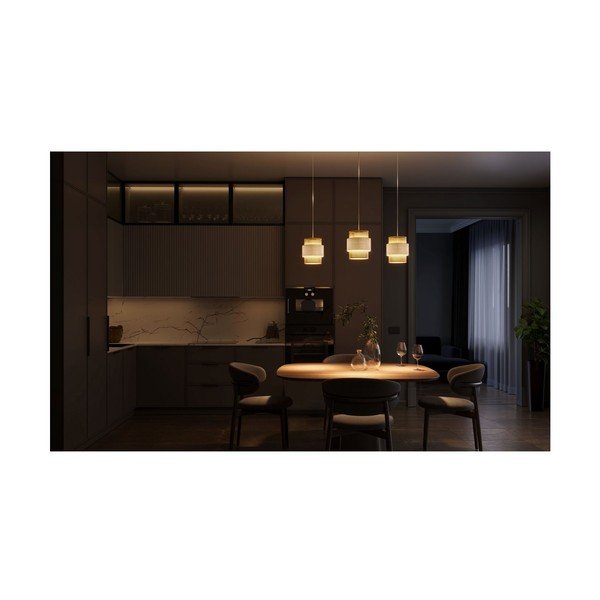 Dabīga toņa piekaramā lampa ar rotangpalmas abažūru/ar auduma abažūru Abra 2 – GTV-image-2