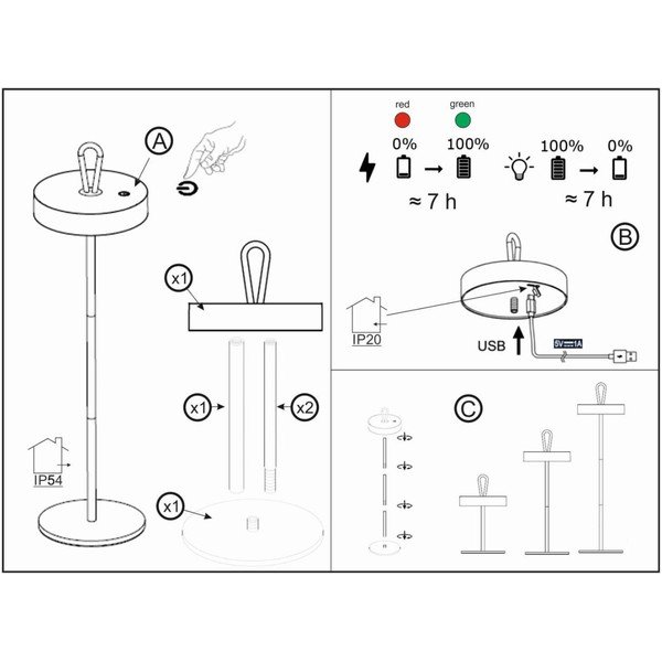 Melna LED galda lampa (augstums 47 cm) Dord – Fischer & Honsel-image-1