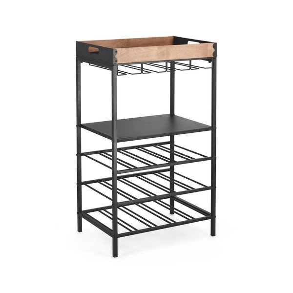 Melns metāla vīna skapis pudeļu skaits 15, 48,5x84,5x34 cm Isaac – Yes Everyday-image-2