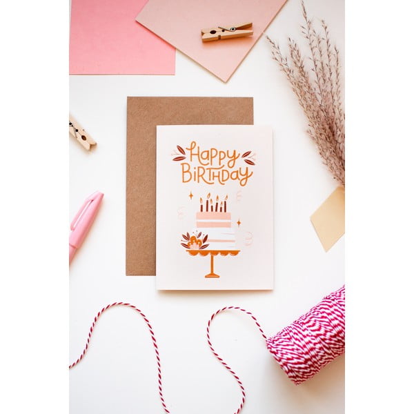 Dzimšanas dienas kartīte no pārstrādāta papīra ar aploksni Printintin Happy Birthday, A6 formāts-image-1