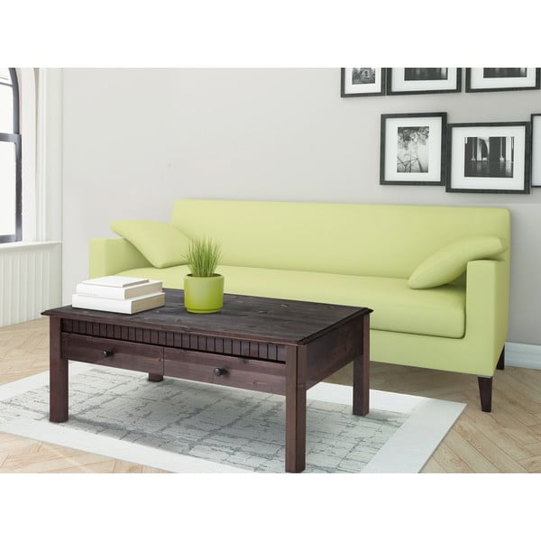 Tumši brūns žurnālgaldiņš ar 2 atvilktnēm no priedes masīvkoka Støraa Linda-image-1