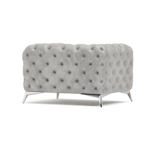 Gaiši pelēks samta atpūtas krēsls Chelsea – Ropez-image-2