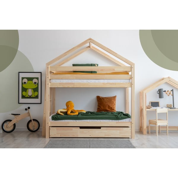 Dabīga toņa bērnu gulta ar veļas kasti un redelēm 90x190 cm DMPB – Adeko-image-1