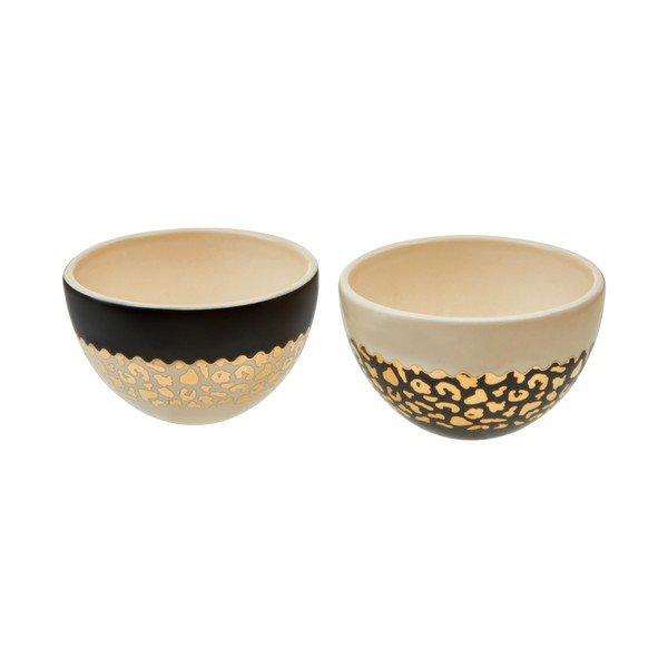 Krēmkrāsas/zelta krāsas māla bļodiņas (2 gab.) 180 ml London – Premier Housewares-image-3