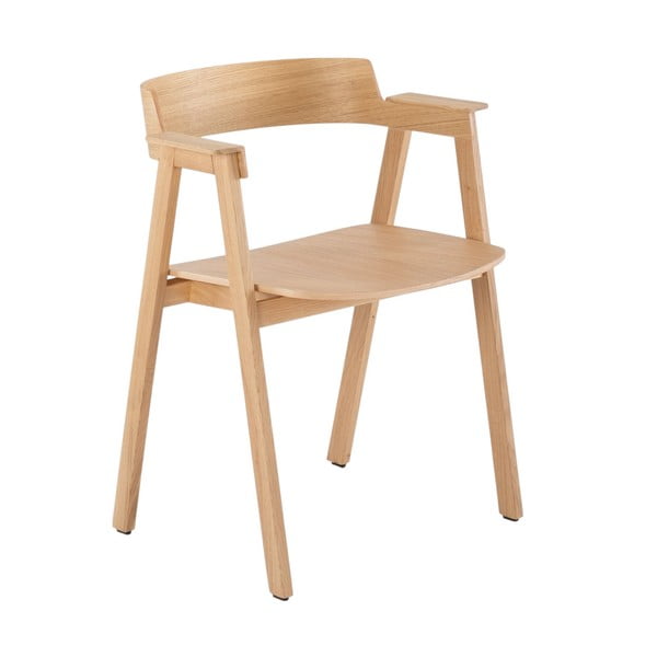 Dabīga toņa ozola masīvkoka pusdienu krēsls ar roku balstiem Flip – Gazzda