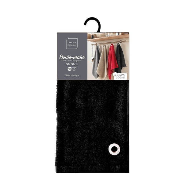 Melns frotē kokvilnas dvielis 50x50 cm Cuistot – douceur d'intérieur-image-3