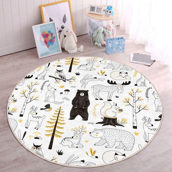 Dzeltens/balts bērnu paklājs ø 80 cm Comfort – Mila Home-image-4