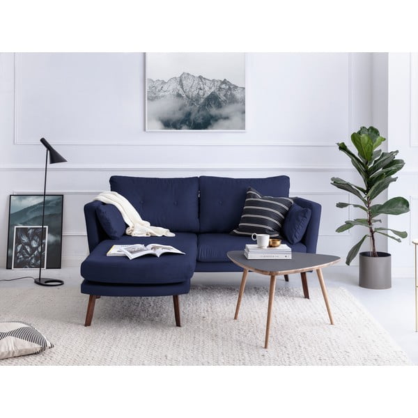 Tumši zils trīsvietīgs dīvāns Mazzini Sofas Elena, ar atpūtas krēslu kreisajā stūrī-image-1