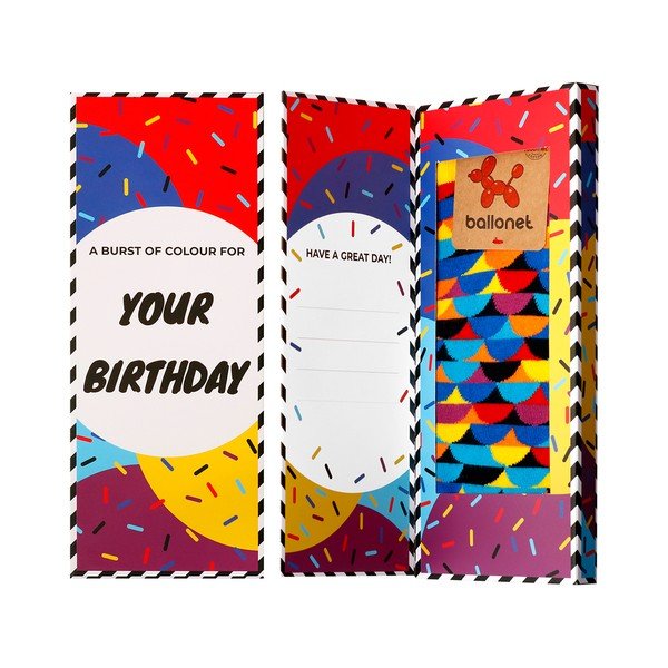 Ballonet zeķes Happy Birthday Socks Card with Sunset, 41. - 46. izmērs-image-1