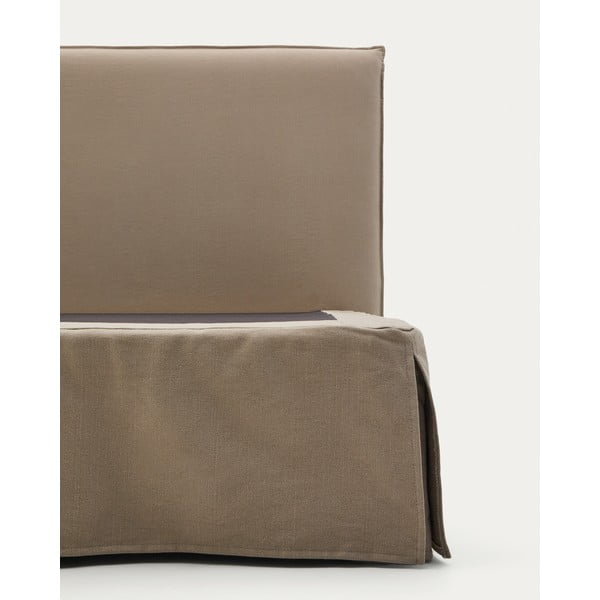 Pelēkbrūna polsterēta vienvietīga gulta 90x200 cm Jaira – Kave Home-image-4