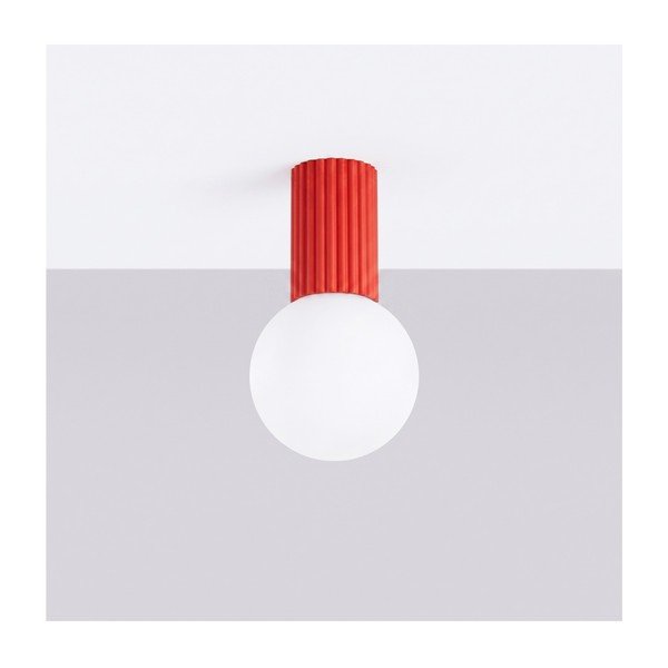 Sarkana griestu lampa no opāla stikla ø 12 cm Orbital – Sollux-image-2