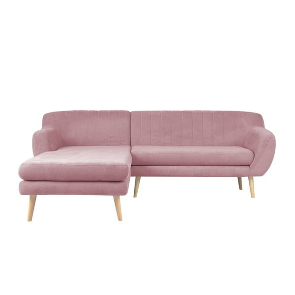 Gaiši rozā trīsvietīgs dīvāns ar kreiso stūri Mazzini Sofas Sardaigne