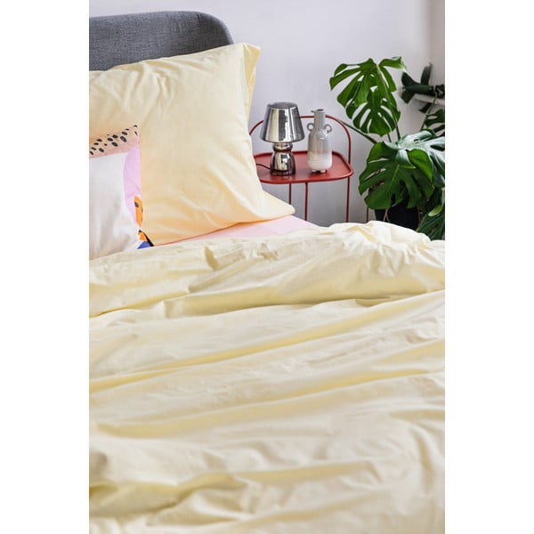 Vaniļas dzeltena divguļamā kokvilnas gultasveļa Bonami Selection, 200 x 220 cm-image-4