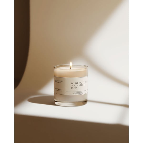 Aromātiskā sojas vaska svece degšanas laiks 40 h #83 Cardamom, Rose, Oud, Tonka – Perfumed Prague-image-2