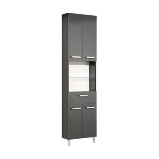 Tumši pelēks augsts vannas istabas skapītis 50x196 cm Set 311 - Pelipal