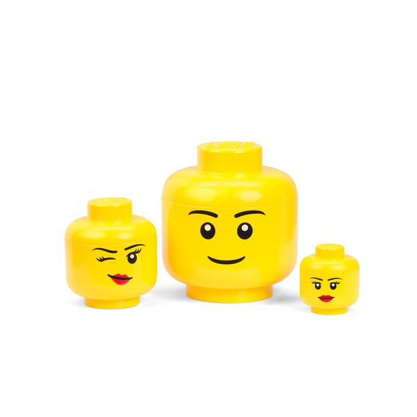 Dzeltena glabāšanas kaste galvas formā LEGO® Winky, ⌀ 16,3 cm-image-2
