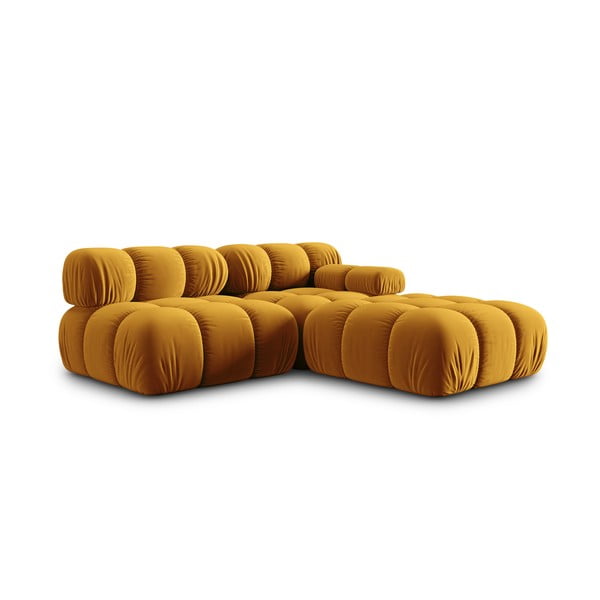 Dzeltens samta dīvāns 282 cm Bellis – Micadoni Home-image-4