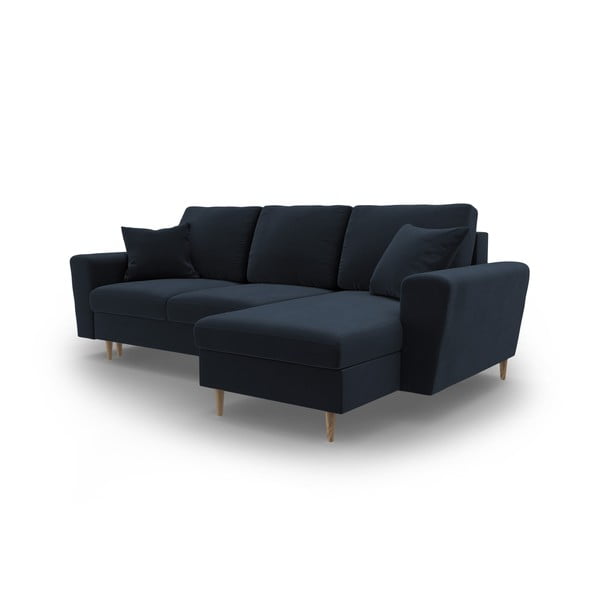 Tumši zils samta salokāms stūra dīvāns ar uzglabāšanas vietu Kyoto – Cosmopolitan Design-image-4
