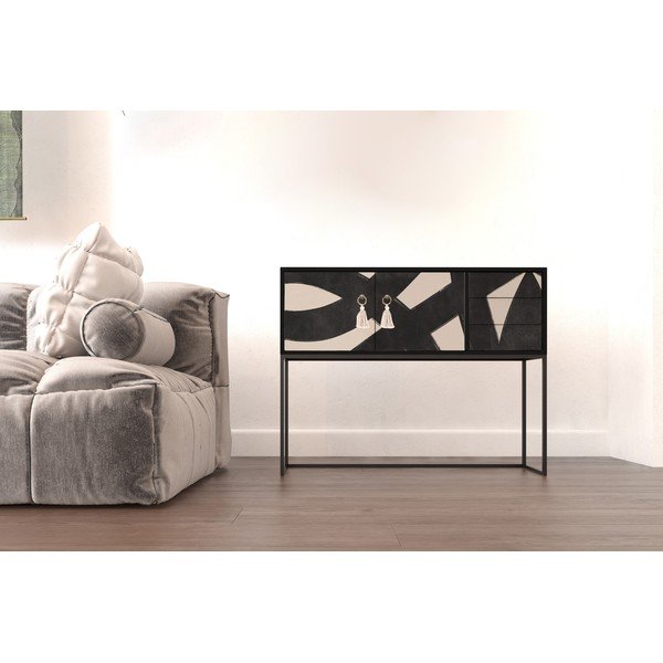 Melna/bēša zema kumode 113x92 cm Freya – Really Nice Things-image-3