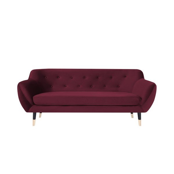 Vīna sarkans dīvāns ar melnām kājām Mazzini Sofas Amelie, 188 cm