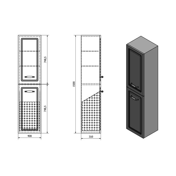 Balts vannas istabas skapis 40x150 cm Favolo – Sapho-image-4