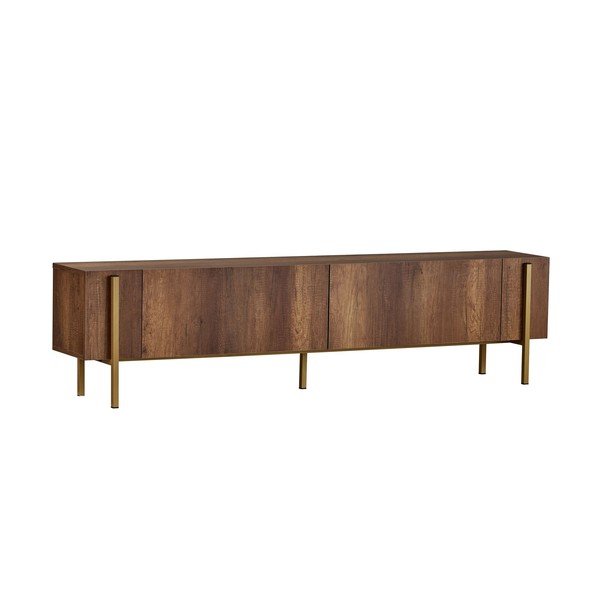Tumša dabīga toņa TV galdiņš ar riekstkoka imitāciju 180x45x30 cm Nexus – Kalune Design