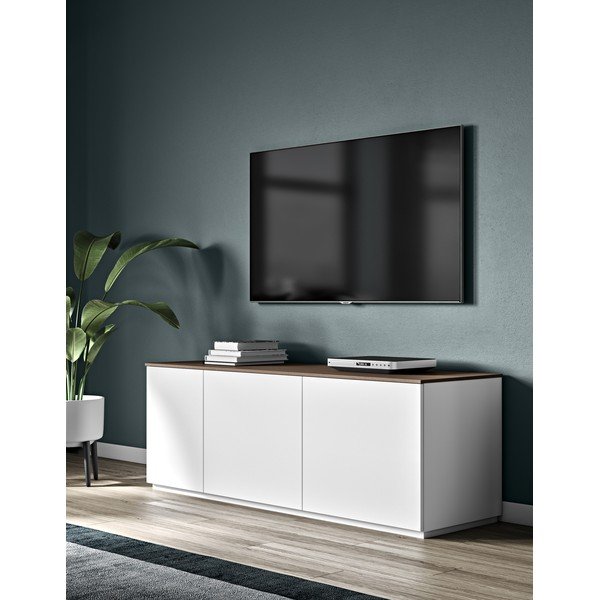 Balta kumode ar durvīm un valriekstkoka imitācijas virsmu, 160 x 57 cm, 160 x 57 cm Join – TemaHome-image-1