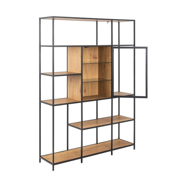 Dabīga toņa grāmatplaukts ar ozolkoka imitāciju 135x185 cm Seaford – Actona-image-3